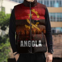 Angola Sleeveless Puffer Jacket with Red Black Yellow Grunge Design - Wonder Print Shop