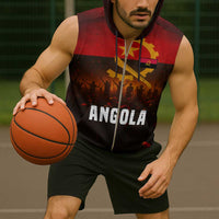 Angola Sleeveless Zip Hoodie with Red Black Yellow Grunge Design - Wonder Print Shop