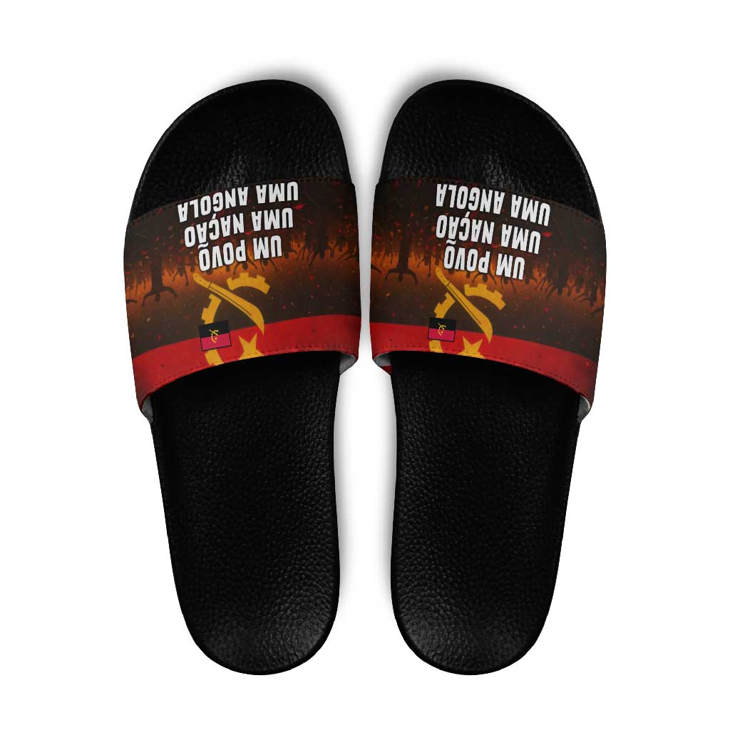 Angola Slide Sandals with Red Black Yellow Grunge Design - Wonder Print Shop