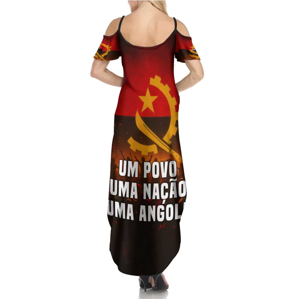 Angola Summer Maxi Dress with Red Black Yellow Grunge Design - Wonder Print Shop