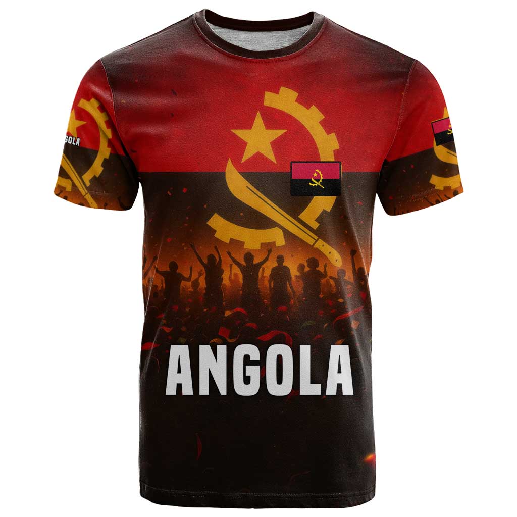 Angola T Shirt with Red Black Yellow Grunge Design - Wonder Print Shop