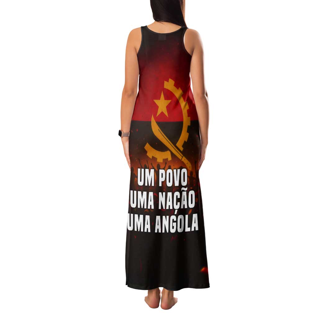 Angola Tank Maxi Dress with Red Black Yellow Grunge Design - Wonder Print Shop