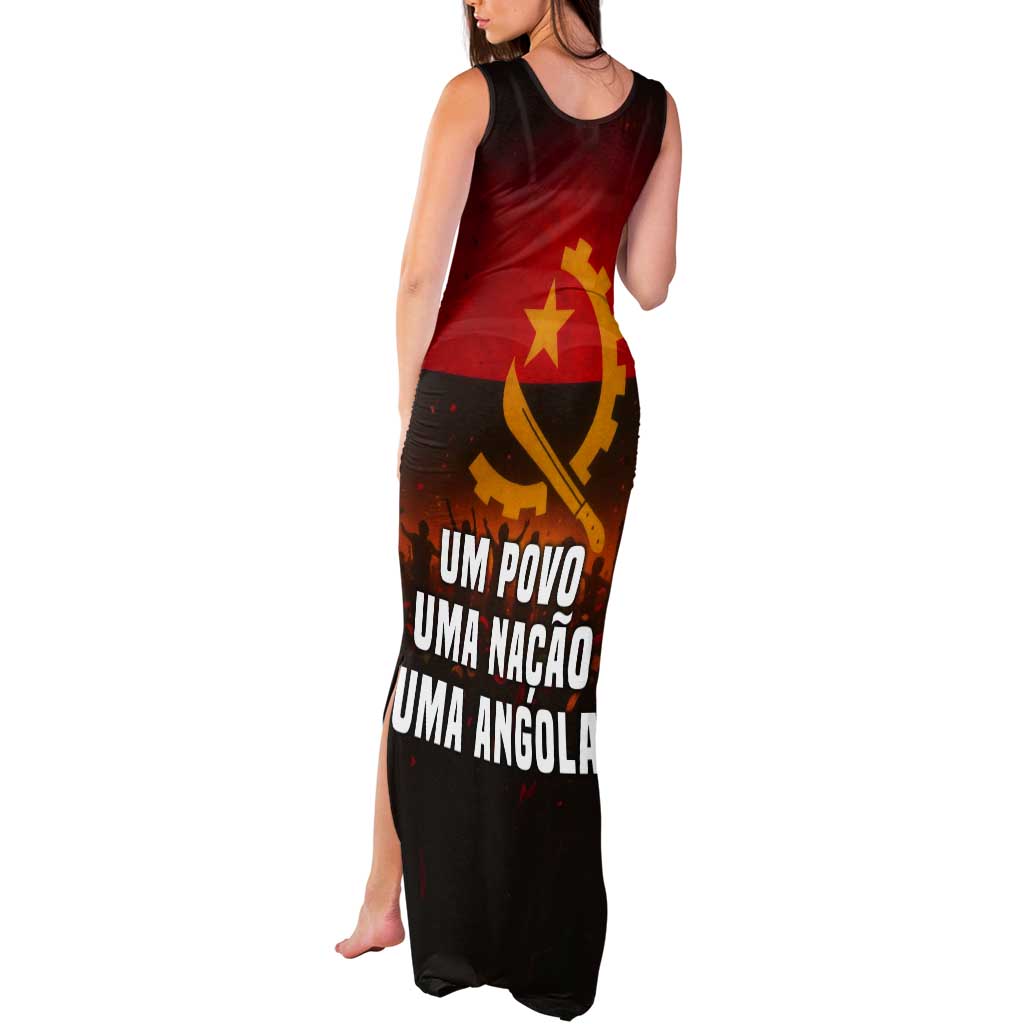 Angola Tank Maxi Dress with Red Black Yellow Grunge Design - Wonder Print Shop