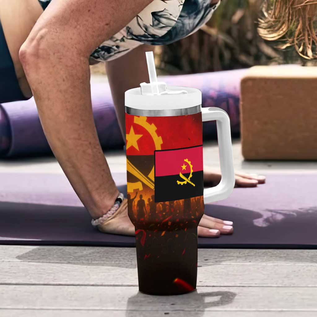 Angola Tumbler With Handle with Red Black Yellow Grunge Design - Wonder Print Shop