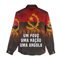 Angola Women Casual Shirt with Red Black Yellow Grunge Design - Wonder Print Shop
