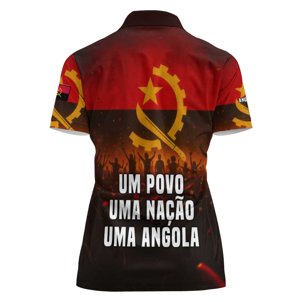 Angola Women Polo Shirt with Red Black Yellow Grunge Design - Wonder Print Shop