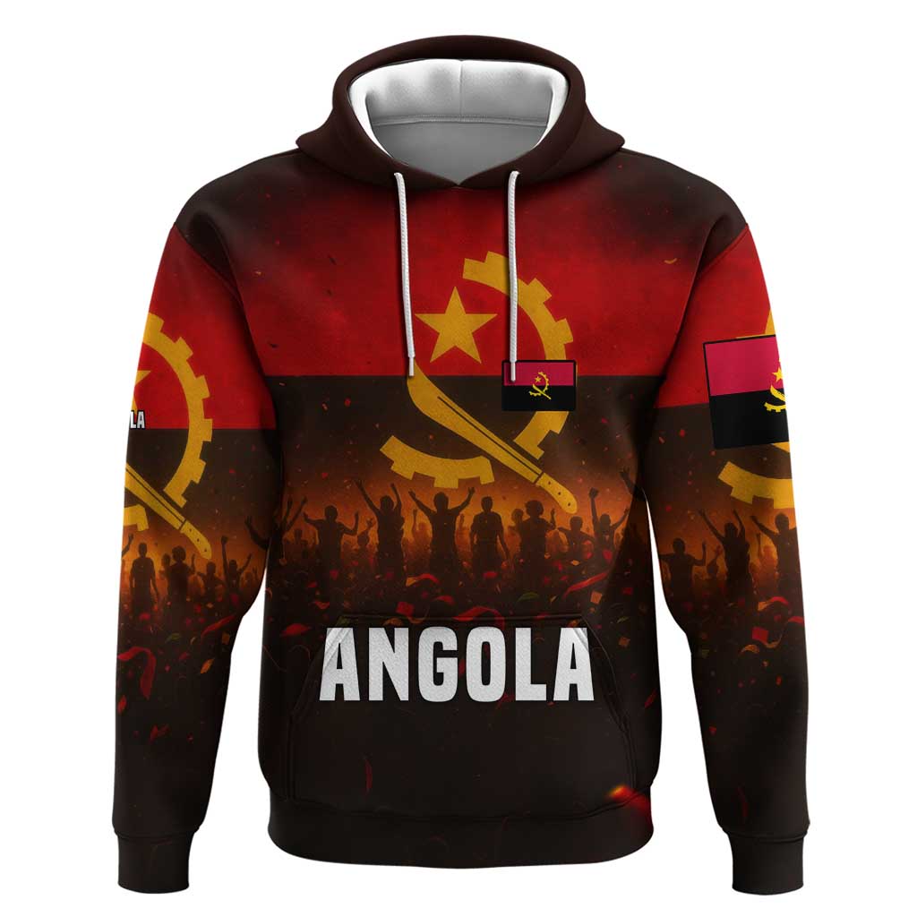 Angola Zip Hoodie with Red Black Yellow Grunge Design - Wonder Print Shop