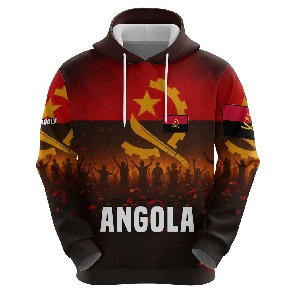 Angola Zip Hoodie with Red Black Yellow Grunge Design - Wonder Print Shop