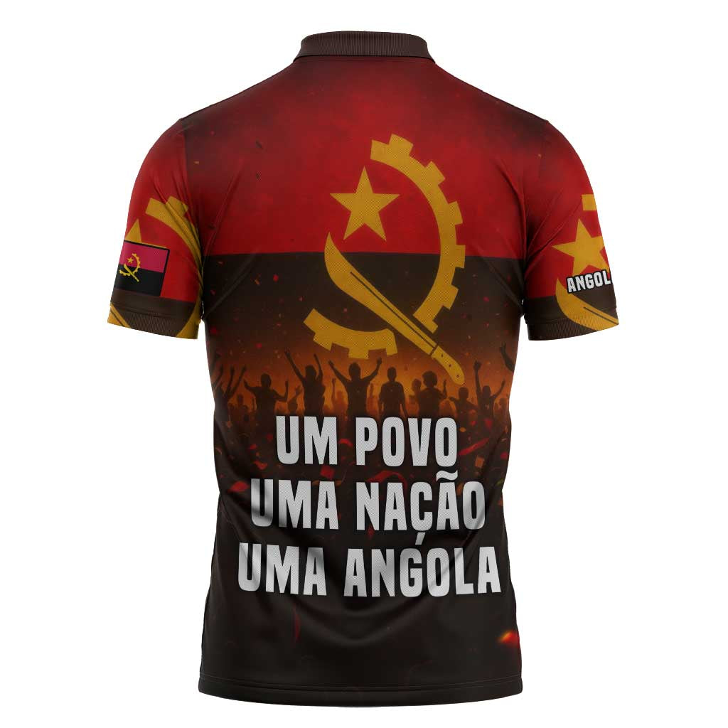 Angola Zipper Polo Shirt with Red Black Yellow Grunge Design - Wonder Print Shop