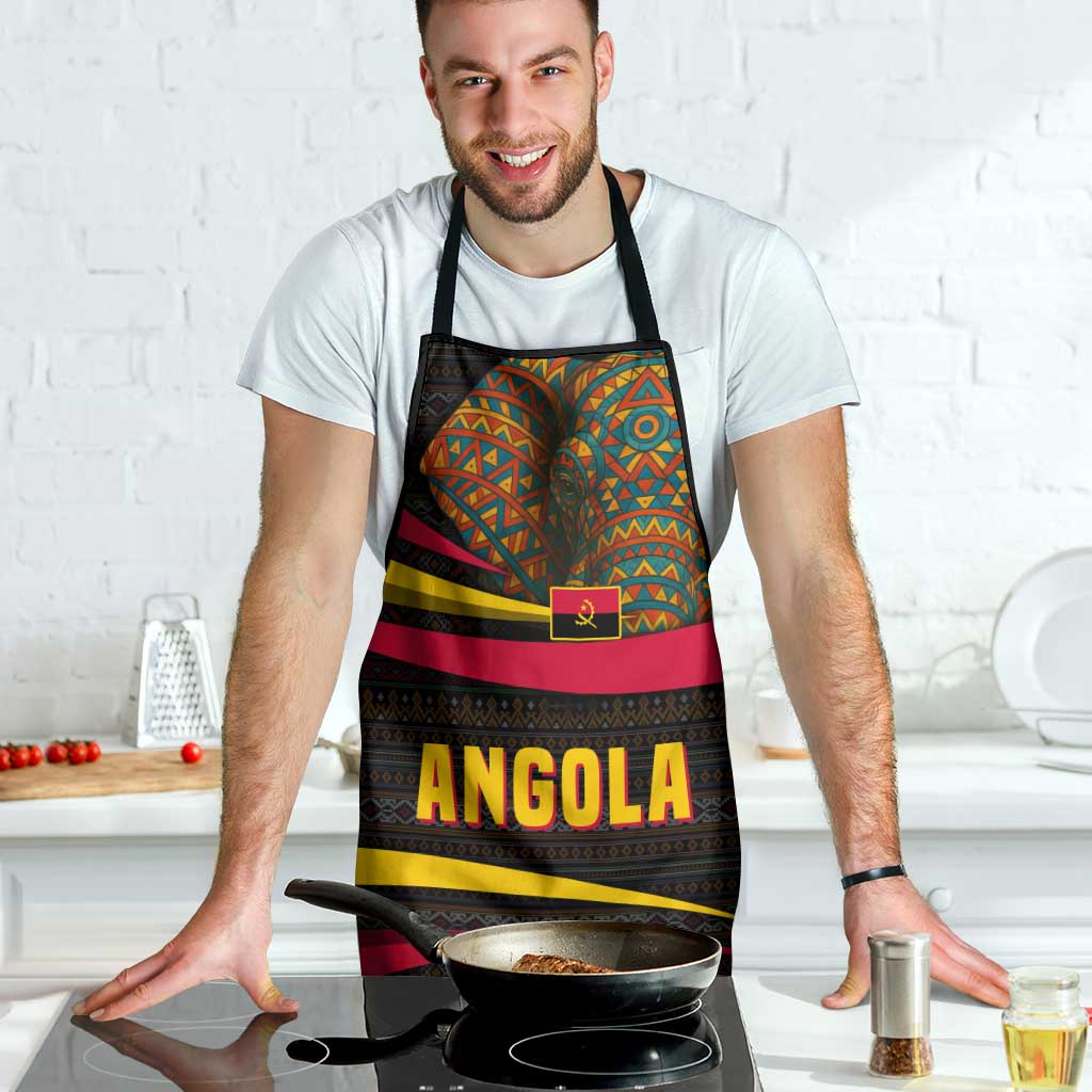 Angola Apron with Red Black Yellow Tribal Design and Elephant - Wonder Print Shop
