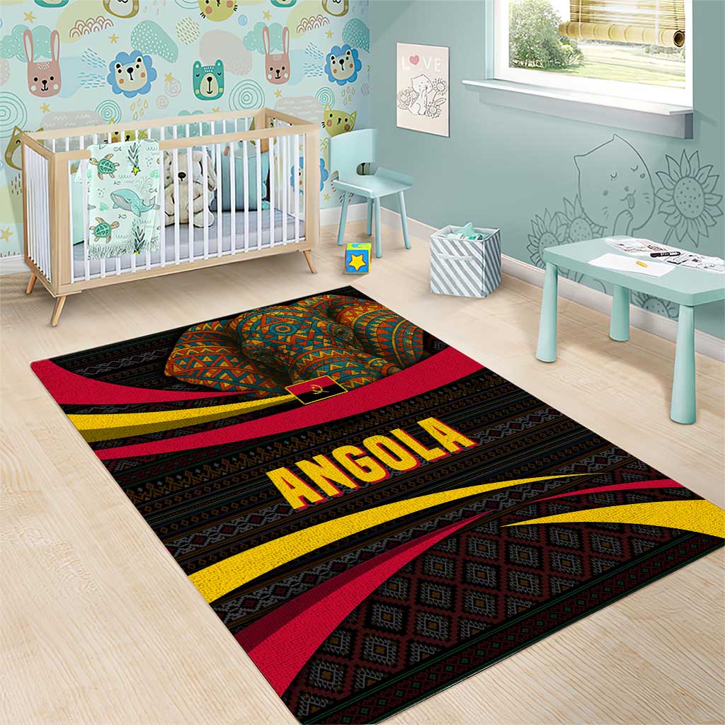 Angola Area Rug with Red Black Yellow Tribal Design and Elephant - Wonder Print Shop