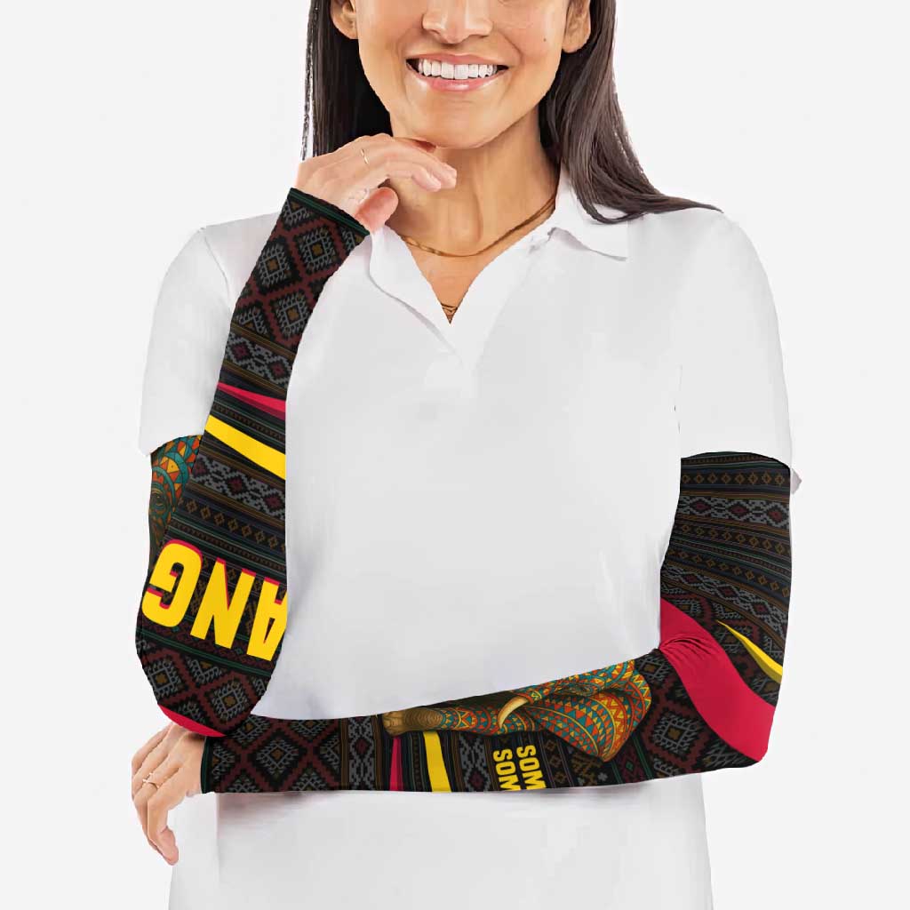 Angola Arm Sleeves with Red Black Yellow Tribal Design and Elephant - Wonder Print Shop