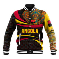 Angola Baseball Jacket with Red Black Yellow Tribal Design and Elephant - Wonder Print Shop
