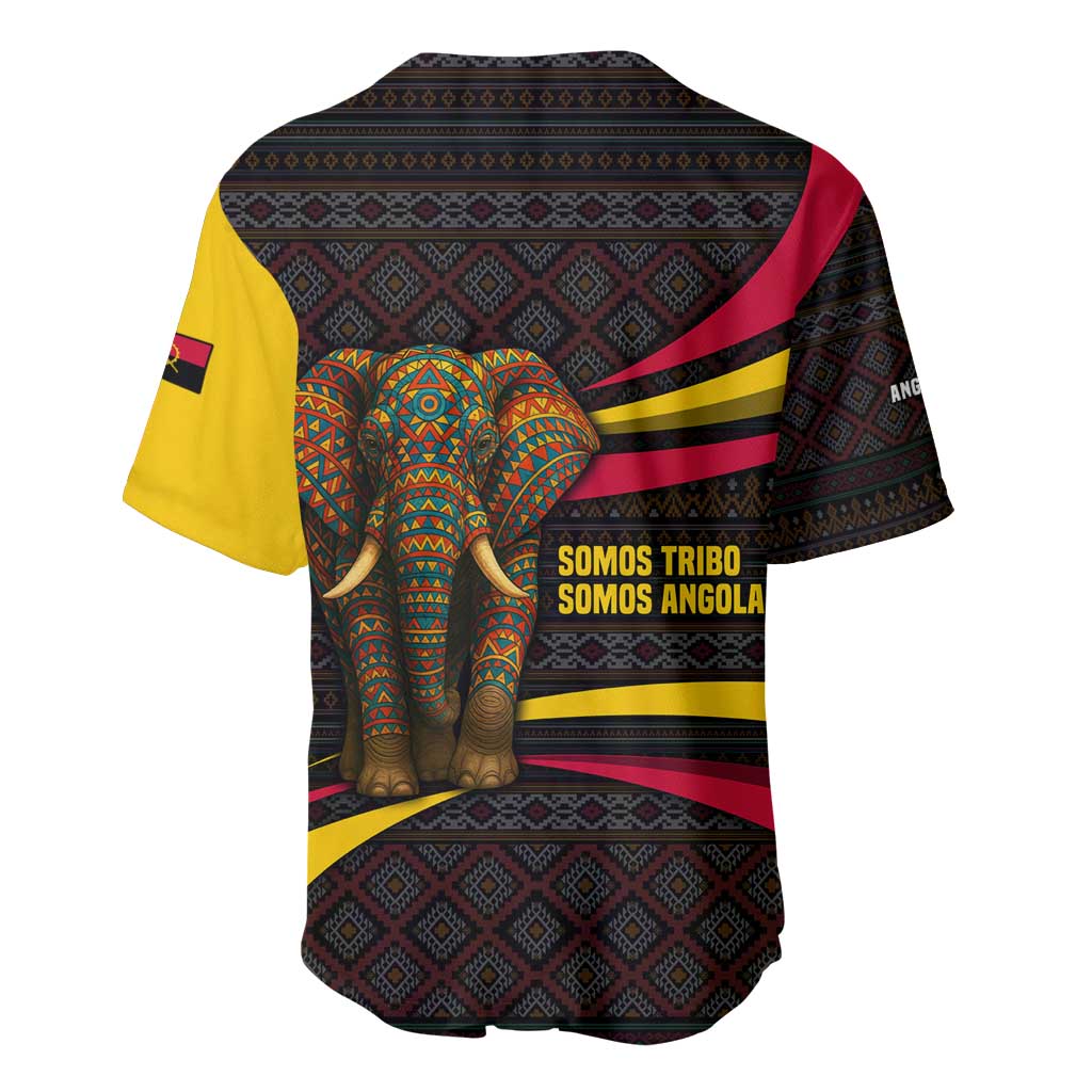 Angola Baseball Jersey with Red Black Yellow Tribal Design and Elephant - Wonder Print Shop