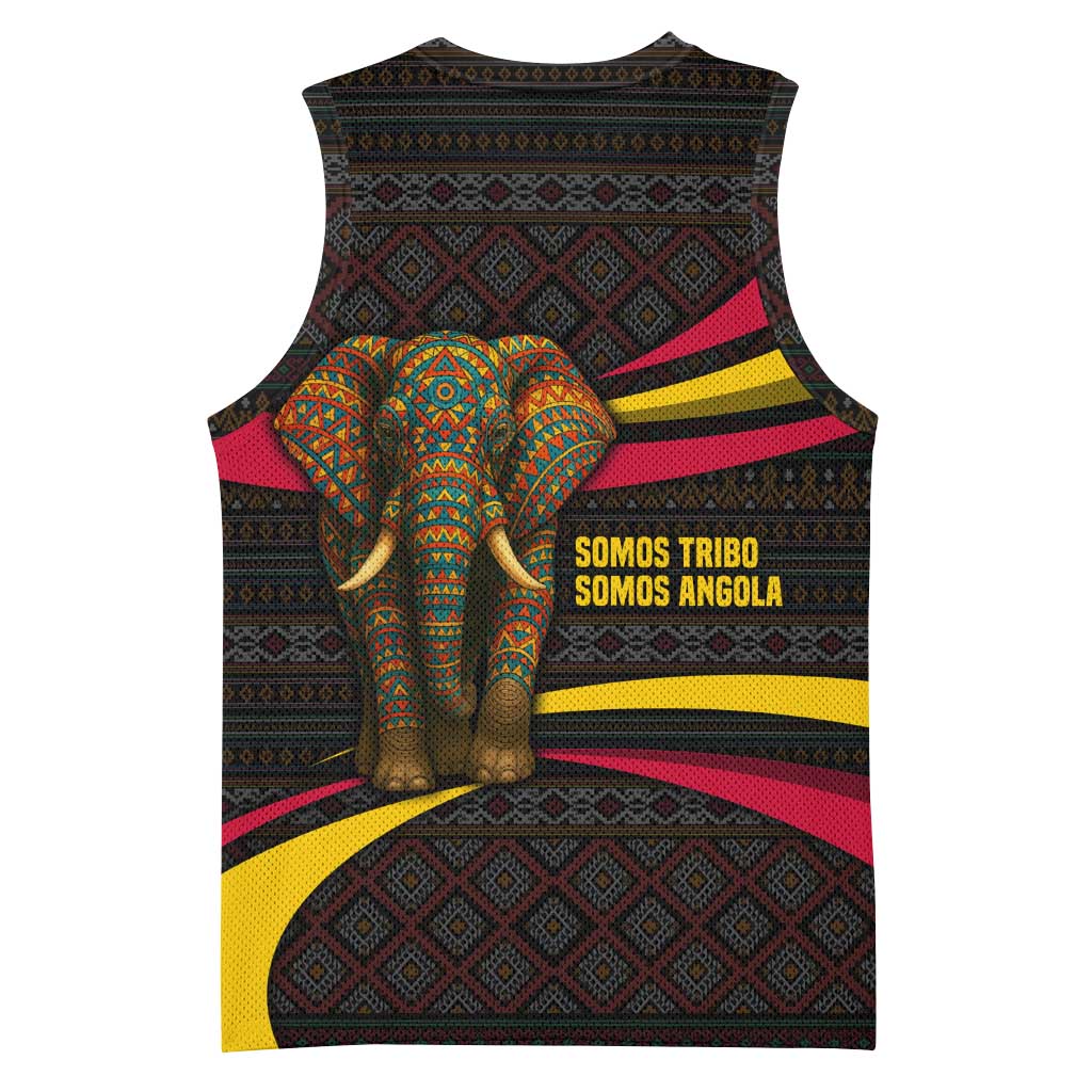 Angola Basketball Jersey with Red Black Yellow Tribal Design and Elephant - Wonder Print Shop