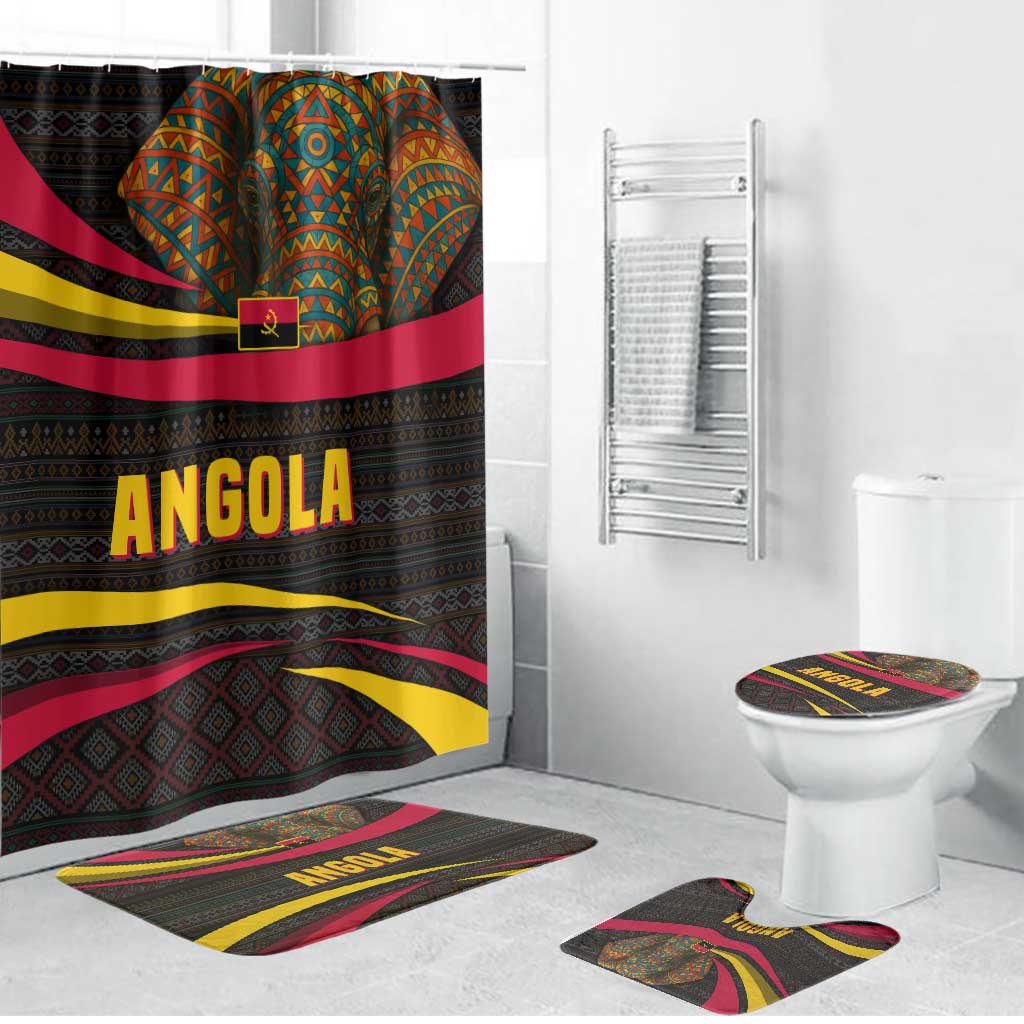 Angola Bathroom Set with Red Black Yellow Tribal Design and Elephant - Wonder Print Shop