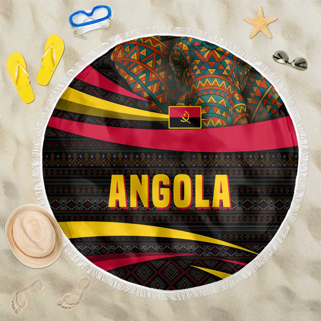 Angola Beach Blanket with Red Black Yellow Tribal Design and Elephant - Wonder Print Shop