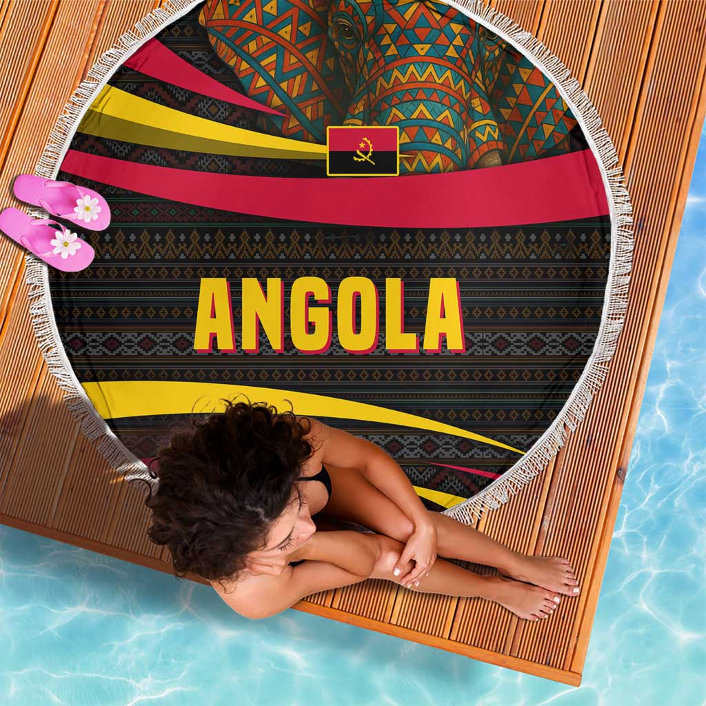 Angola Beach Blanket with Red Black Yellow Tribal Design and Elephant - Wonder Print Shop