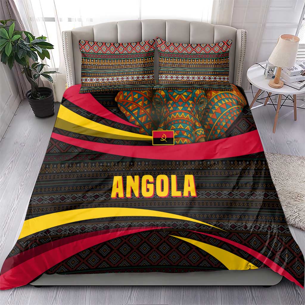 Angola Bedding Set with Red Black Yellow Tribal Design and Elephant - Wonder Print Shop