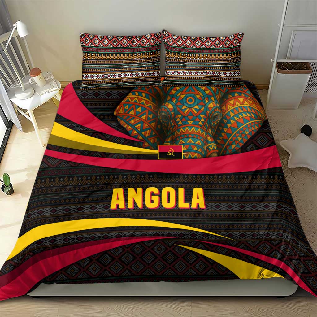 Angola Bedding Set with Red Black Yellow Tribal Design and Elephant - Wonder Print Shop