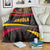Angola Blanket with Red Black Yellow Tribal Design and Elephant - Wonder Print Shop