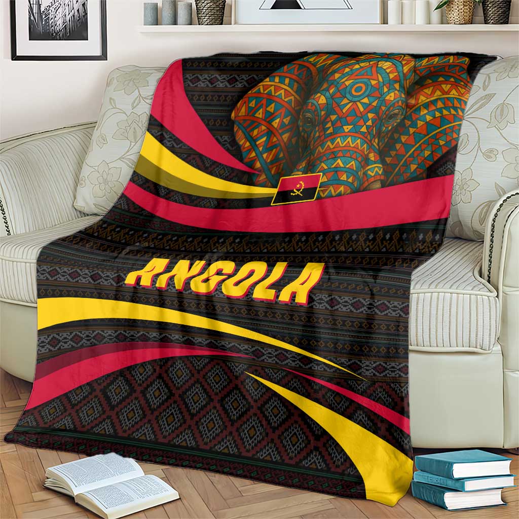 Angola Blanket with Red Black Yellow Tribal Design and Elephant - Wonder Print Shop