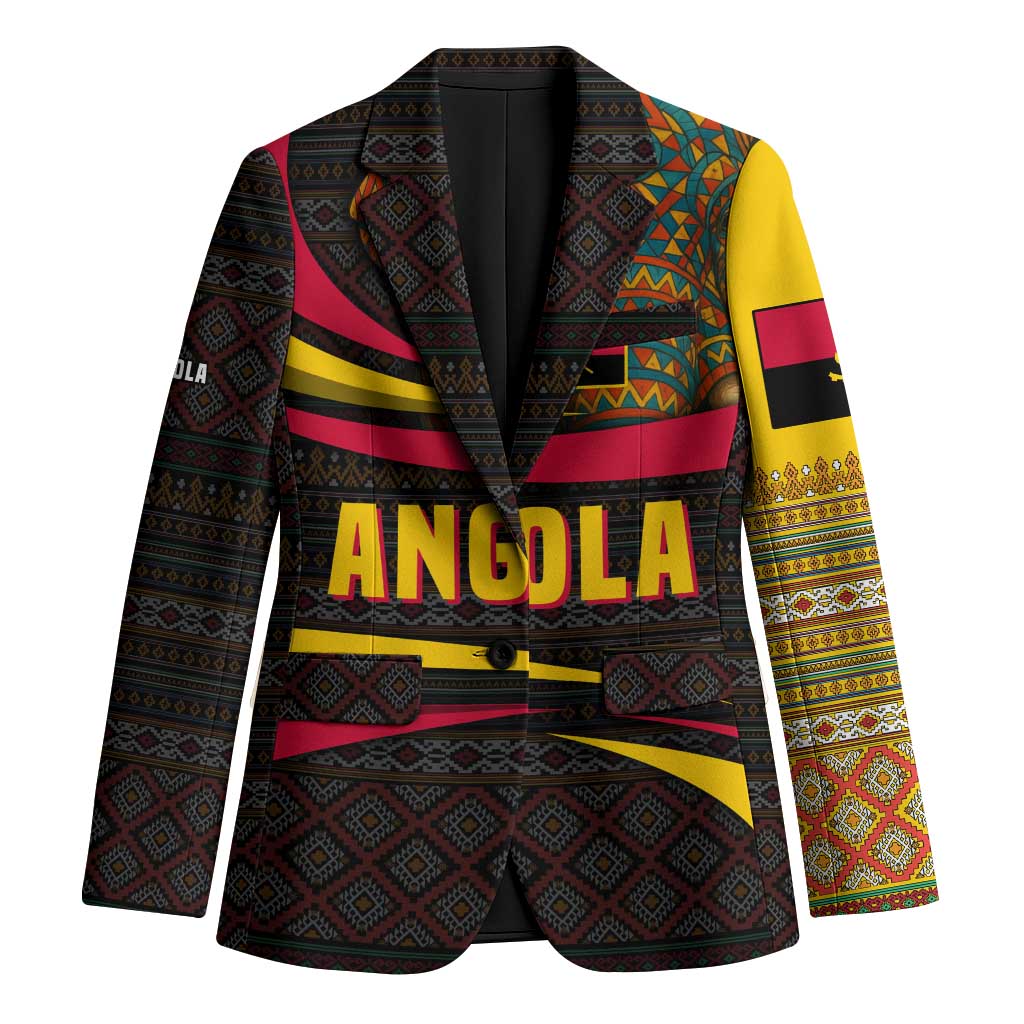 Angola Blazer with Red Black Yellow Tribal Design and Elephant - Wonder Print Shop