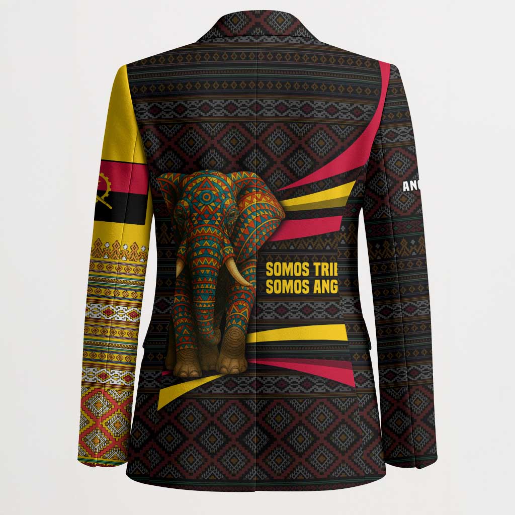 Angola Blazer with Red Black Yellow Tribal Design and Elephant - Wonder Print Shop