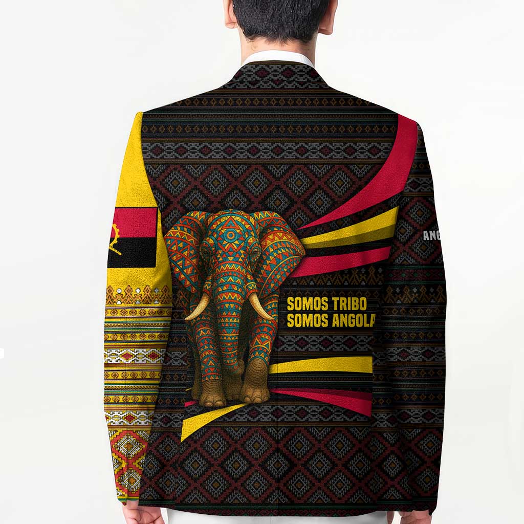 Angola Blazer with Red Black Yellow Tribal Design and Elephant - Wonder Print Shop