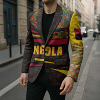 Angola Blazer with Red Black Yellow Tribal Design and Elephant - Wonder Print Shop