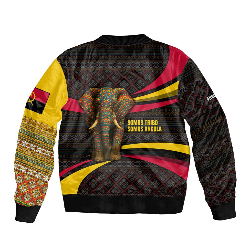 Angola Bomber Jacket with Red Black Yellow Tribal Design and Elephant - Wonder Print Shop