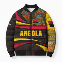 Angola Bomber Puffer Jacket with Red Black Yellow Tribal Design and Elephant - Wonder Print Shop