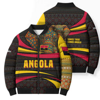 Angola Bomber Puffer Jacket with Red Black Yellow Tribal Design and Elephant - Wonder Print Shop