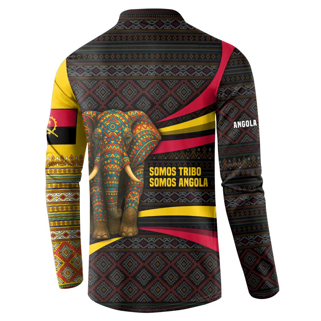 Angola Button Sweatshirt with Red Black Yellow Tribal Design and Elephant - Wonder Print Shop