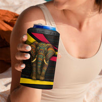 Angola 4 in 1 Can Cooler Tumbler with Red Black Yellow Tribal Design and Elephant - Wonder Print Shop