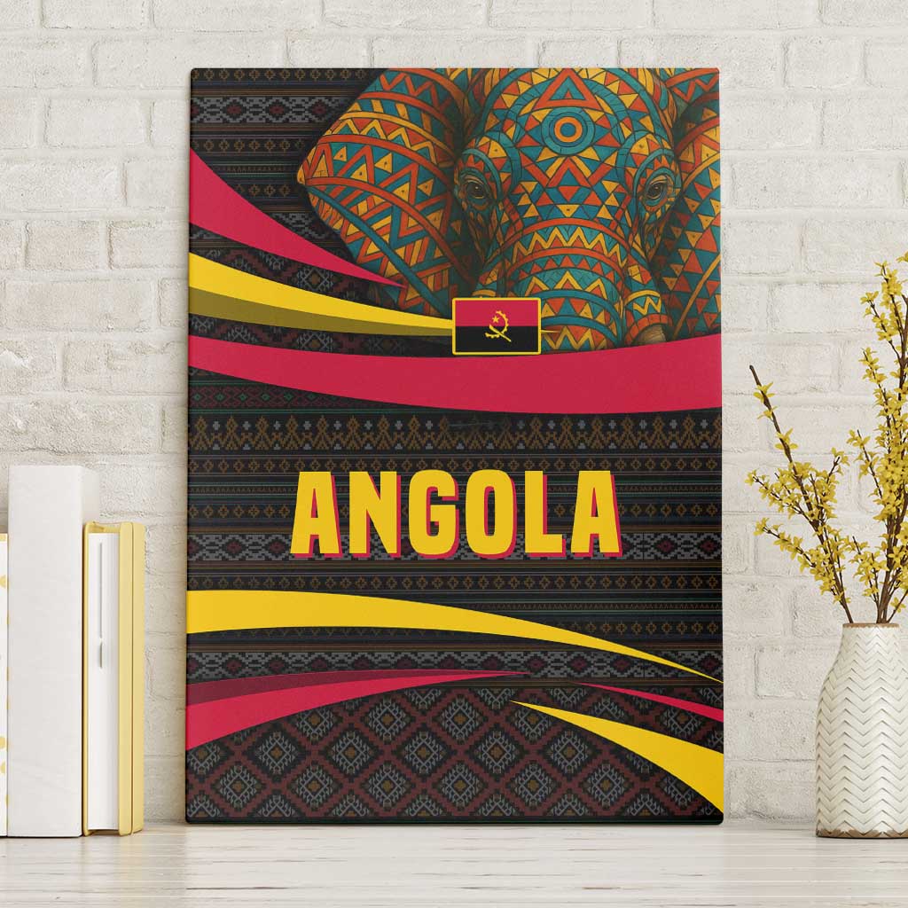 Angola Canvas Wall Art with Red Black Yellow Tribal Design and Elephant - Wonder Print Shop