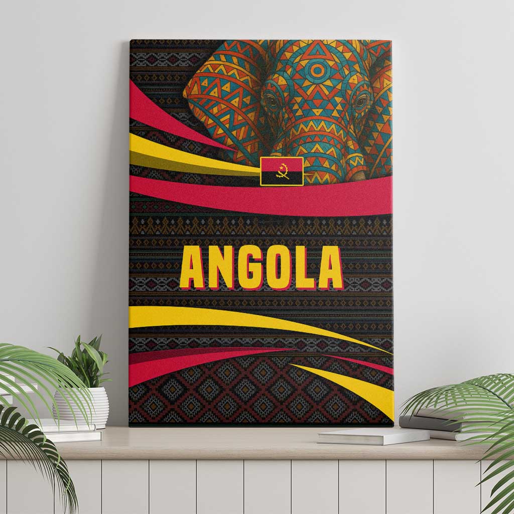 Angola Canvas Wall Art with Red Black Yellow Tribal Design and Elephant - Wonder Print Shop