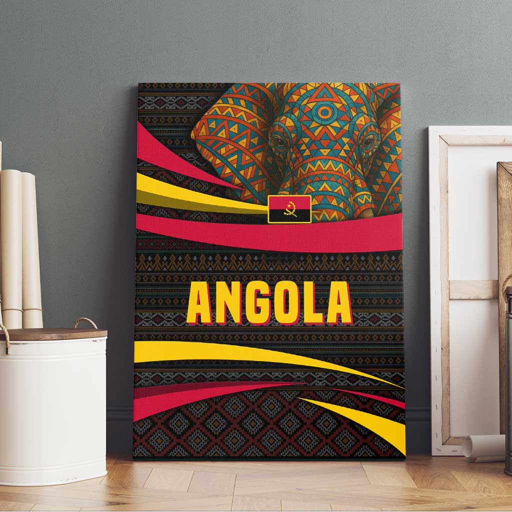Angola Canvas Wall Art with Red Black Yellow Tribal Design and Elephant - Wonder Print Shop