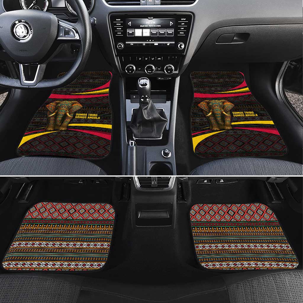 Angola Car Mats with Red Black Yellow Tribal Design and Elephant - Wonder Print Shop