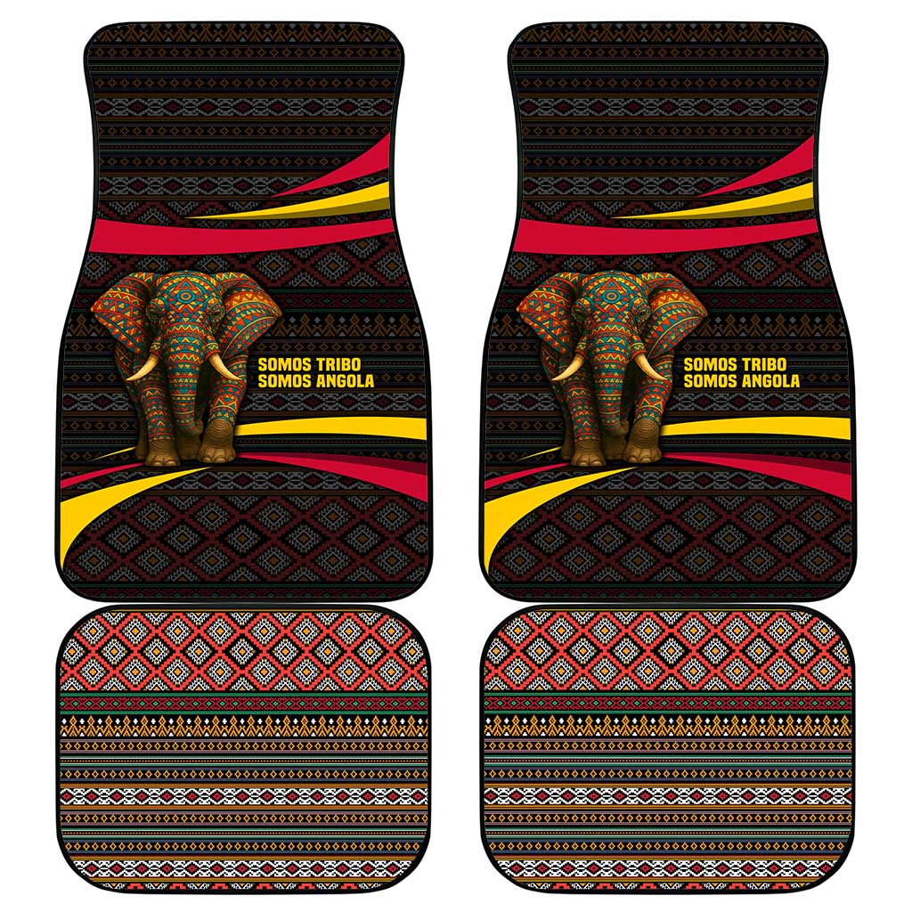 Angola Car Mats with Red Black Yellow Tribal Design and Elephant - Wonder Print Shop