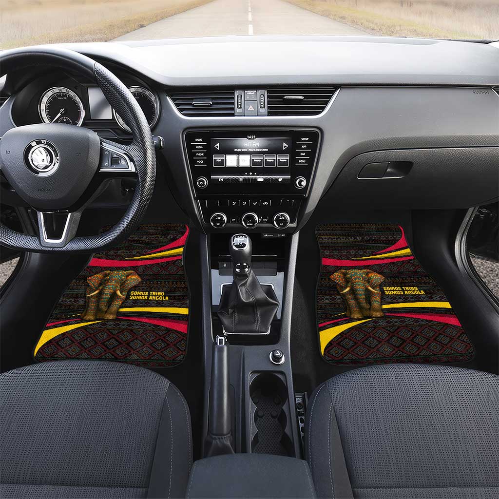 Angola Car Mats with Red Black Yellow Tribal Design and Elephant - Wonder Print Shop