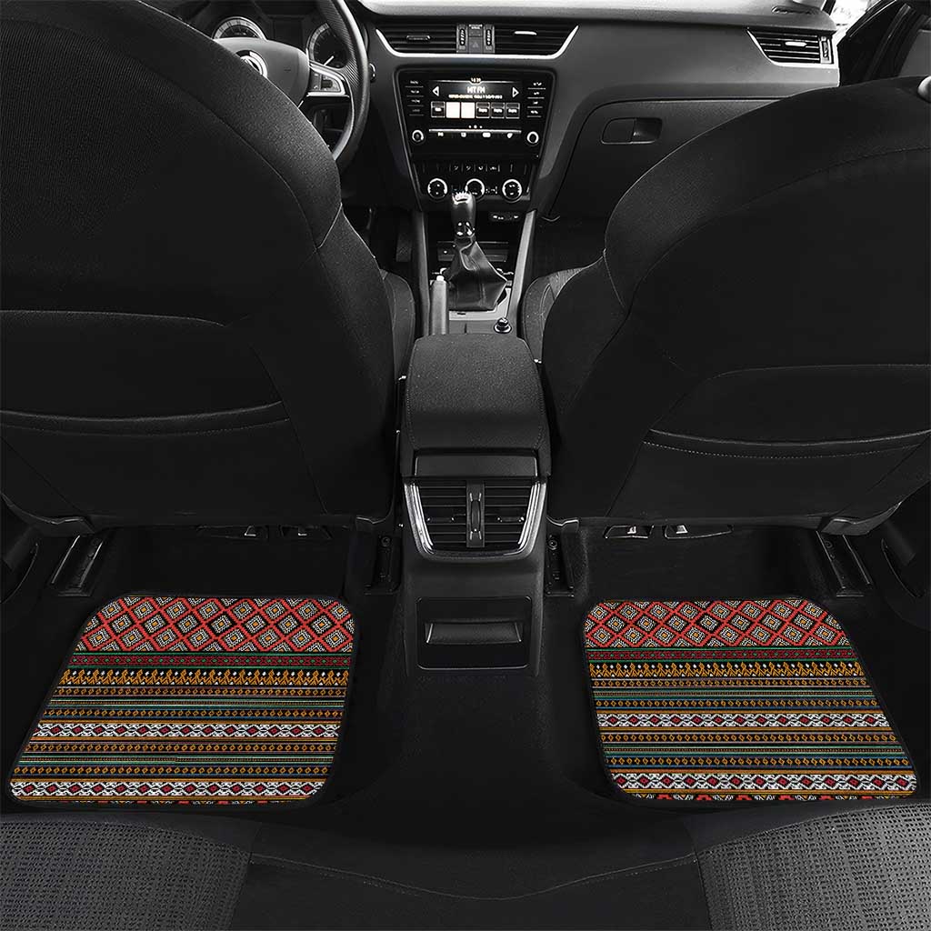 Angola Car Mats with Red Black Yellow Tribal Design and Elephant - Wonder Print Shop