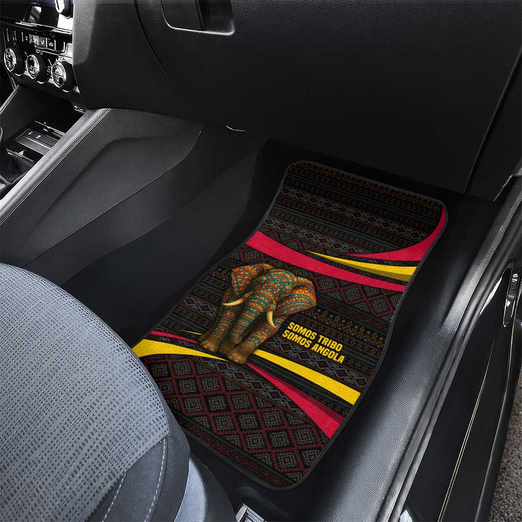 Angola Car Mats with Red Black Yellow Tribal Design and Elephant - Wonder Print Shop