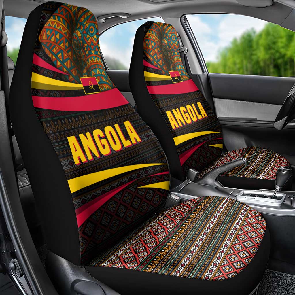 Angola Car Seat Cover with Red Black Yellow Tribal Design and Elephant - Wonder Print Shop