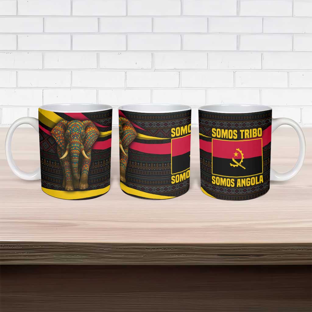 Angola Ceramic Mug with Red Black Yellow Tribal Design and Elephant - Wonder Print Shop