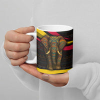 Angola Ceramic Mug with Red Black Yellow Tribal Design and Elephant - Wonder Print Shop