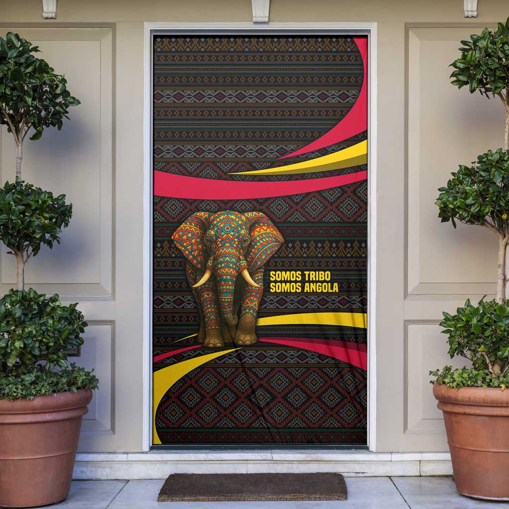 Angola Door Cover with Red Black Yellow Tribal Design and Elephant - Wonder Print Shop
