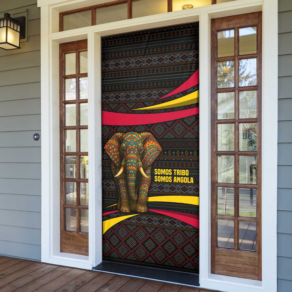 Angola Door Cover with Red Black Yellow Tribal Design and Elephant - Wonder Print Shop