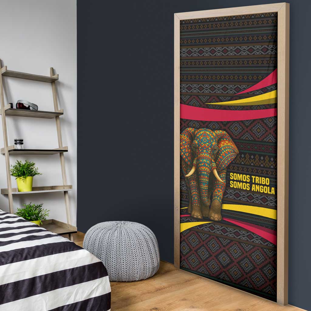 Angola Door Cover with Red Black Yellow Tribal Design and Elephant - Wonder Print Shop