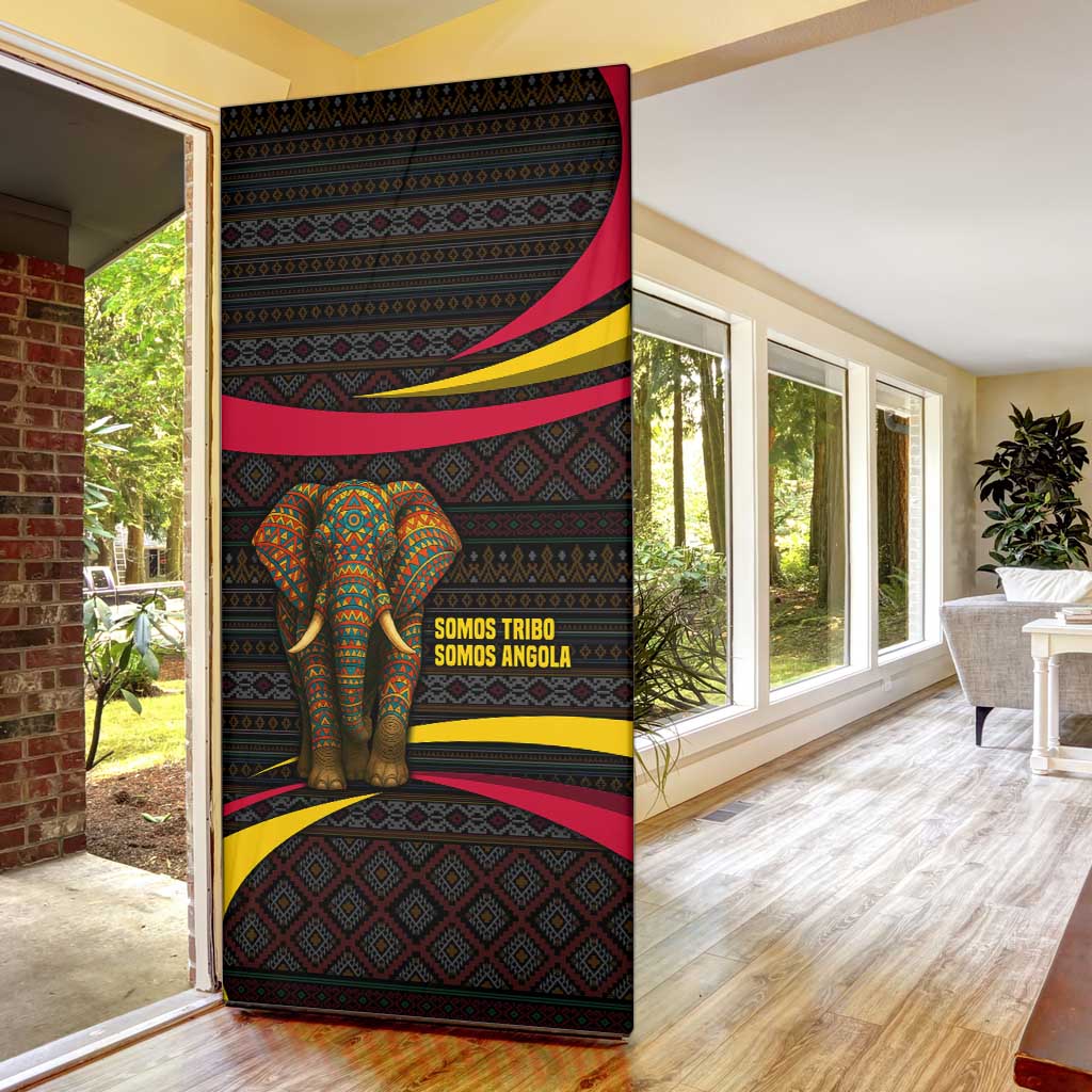 Angola Door Cover with Red Black Yellow Tribal Design and Elephant - Wonder Print Shop